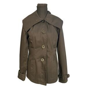 Tom Tailor Denim Black Trench Size S Lightweight Cotton Mid Length Button Front